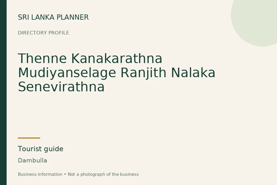 Directory cover for Thenne Kanakarathna Mudiyanselage Ranjith Nalaka Senevirathna in Dambulla, Sri Lanka