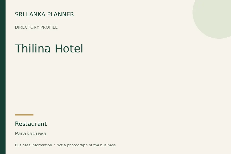 Directory cover for Thilina Hotel in Parakaduwa, Sri Lanka
