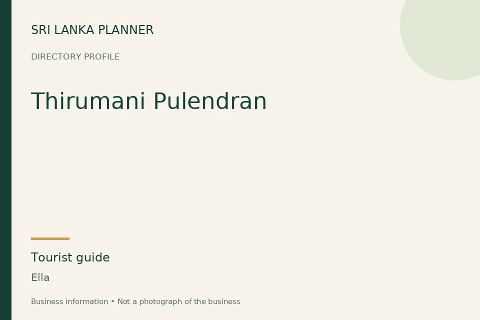 Directory cover for Thirumani Pulendran in Ella, Sri Lanka