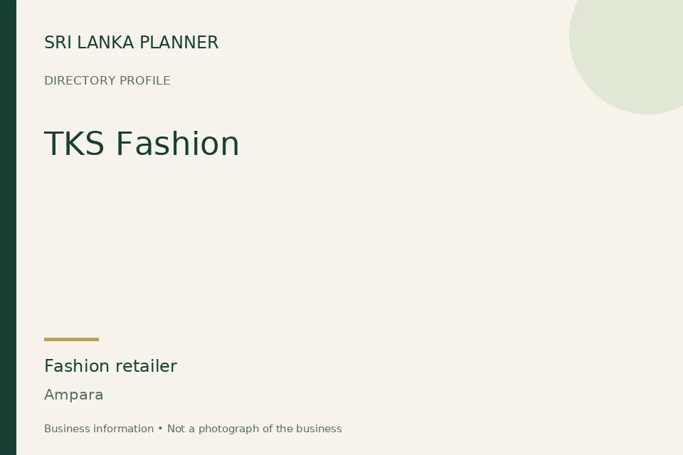Directory cover for TKS Fashion in Ampara, Sri Lanka
