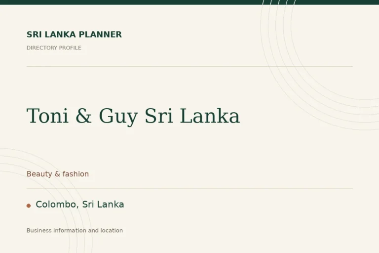 Directory cover for Toni & Guy Sri Lanka in Colombo, Sri Lanka, showing the business name and category.