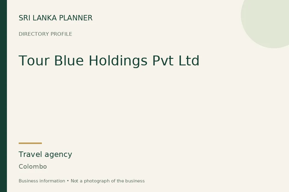 Directory cover for Tour Blue Holdings Pvt Ltd in Colombo, Sri Lanka
