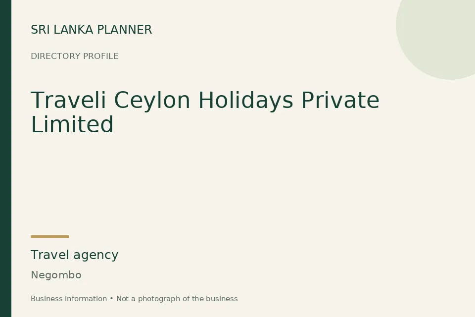 Directory cover for Traveli Ceylon Holidays Private Limited in Negombo, Sri Lanka