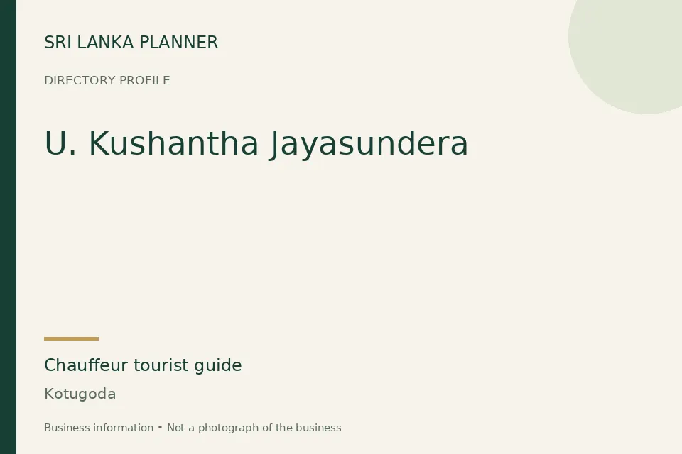 Directory cover for U. Kushantha Jayasundera in Kotugoda, Sri Lanka