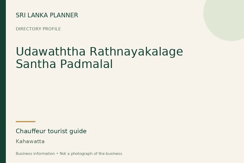 Directory cover for Udawaththa Rathnayakalage Santha Padmalal in Kahawatta, Sri Lanka