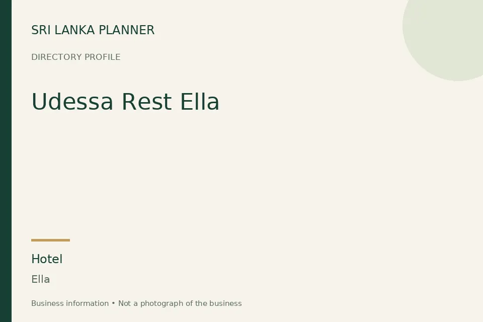 Directory cover for Udessa Rest Ella in Ella, Sri Lanka