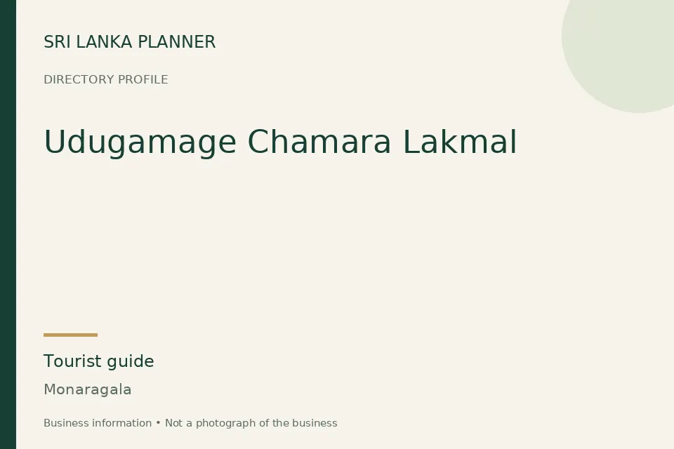 Directory cover for Udugamage Chamara Lakmal in Monaragala, Sri Lanka