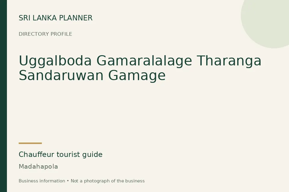 Directory cover for Uggalboda Gamaralalage Tharanga Sandaruwan Gamage in Madahapola, Sri Lanka