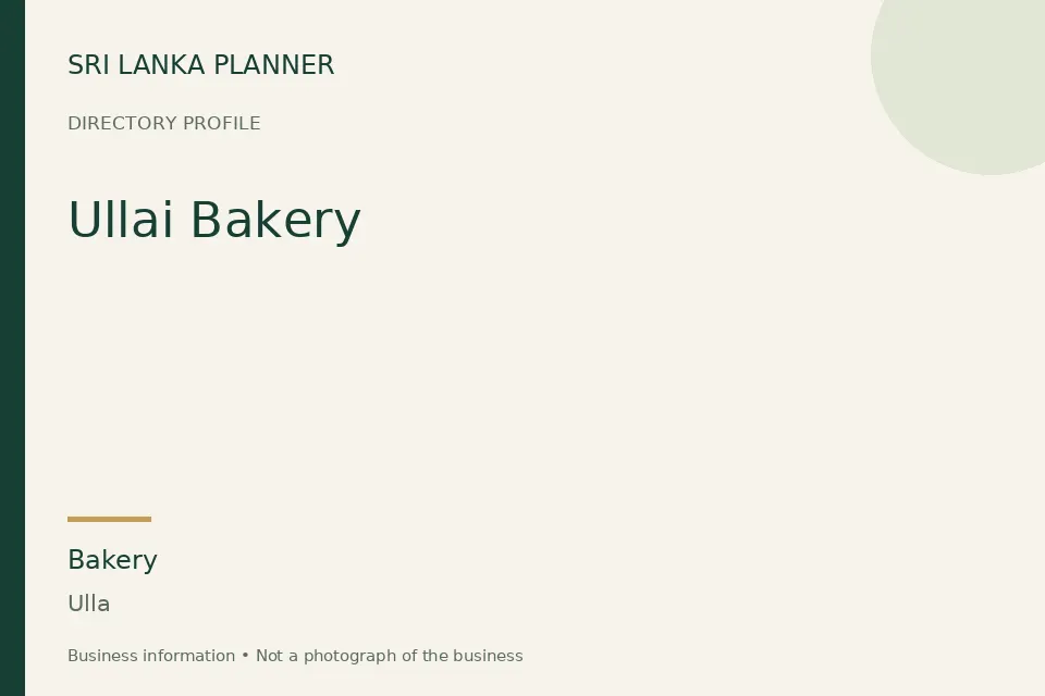 Directory cover for Ullai Bakery in Ulla, Sri Lanka