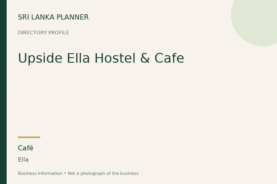 Directory cover for Upside Ella Hostel & Cafe in Ella, Sri Lanka