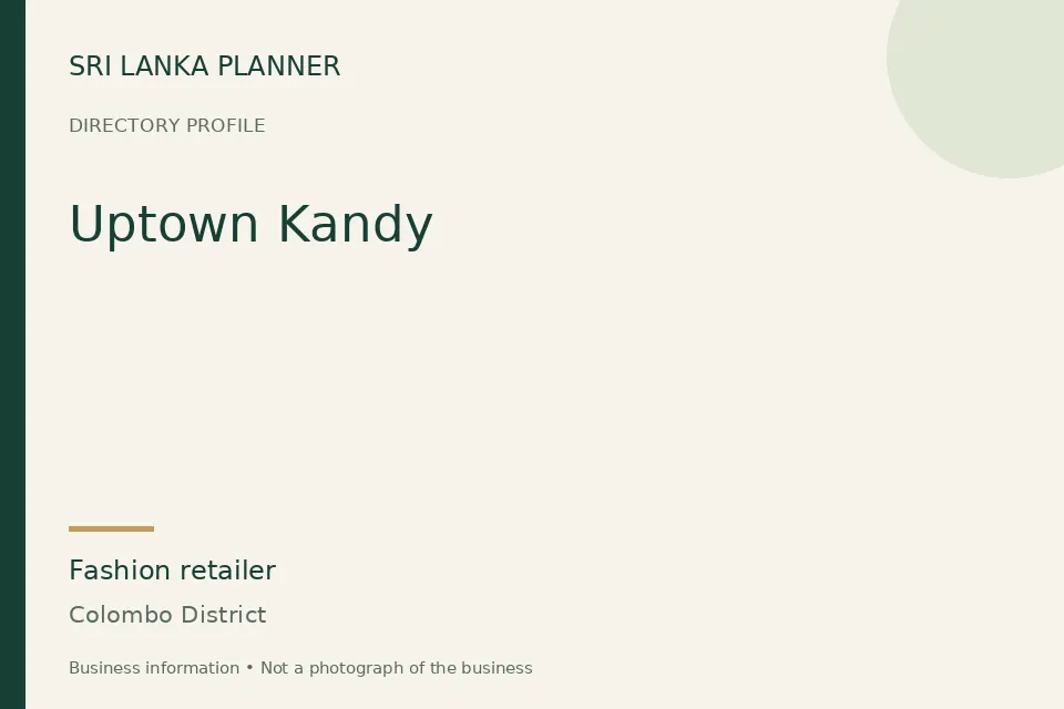 Directory cover for Uptown Kandy in Colombo District, Sri Lanka