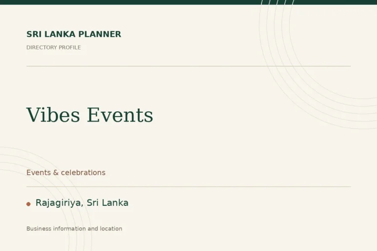 Directory cover for Vibes Events in Rajagiriya, Sri Lanka, showing the business name and category.