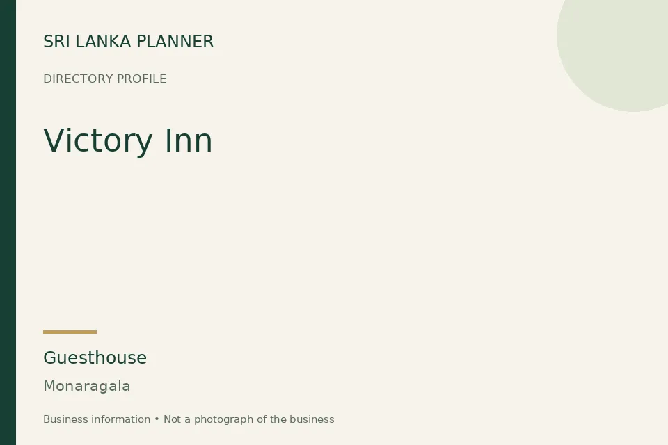 Directory cover for Victory Inn in Monaragala, Sri Lanka