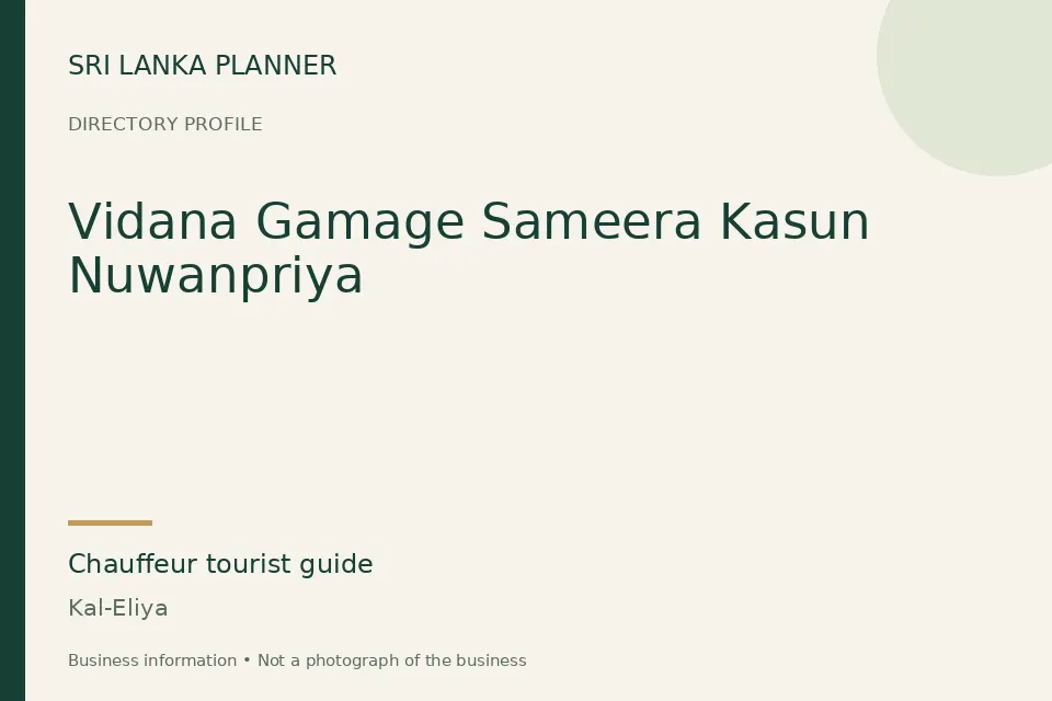 Directory cover for Vidana Gamage Sameera Kasun Nuwanpriya in Kal-Eliya, Sri Lanka