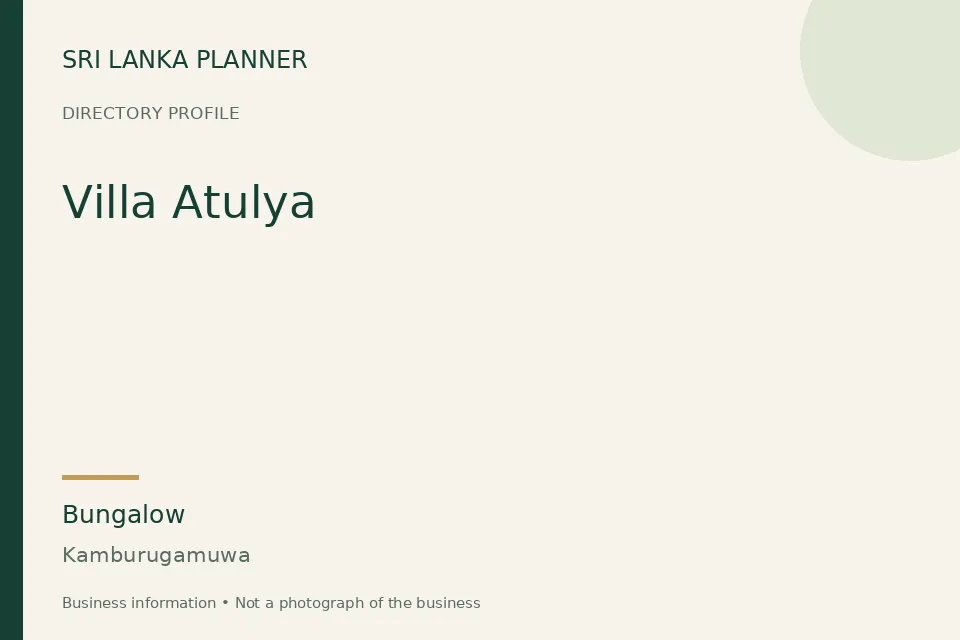 Directory cover for Villa Atulya in Kamburugamuwa, Sri Lanka