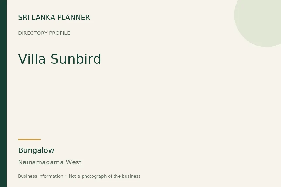 Directory cover for Villa Sunbird in Nainamadama West, Sri Lanka
