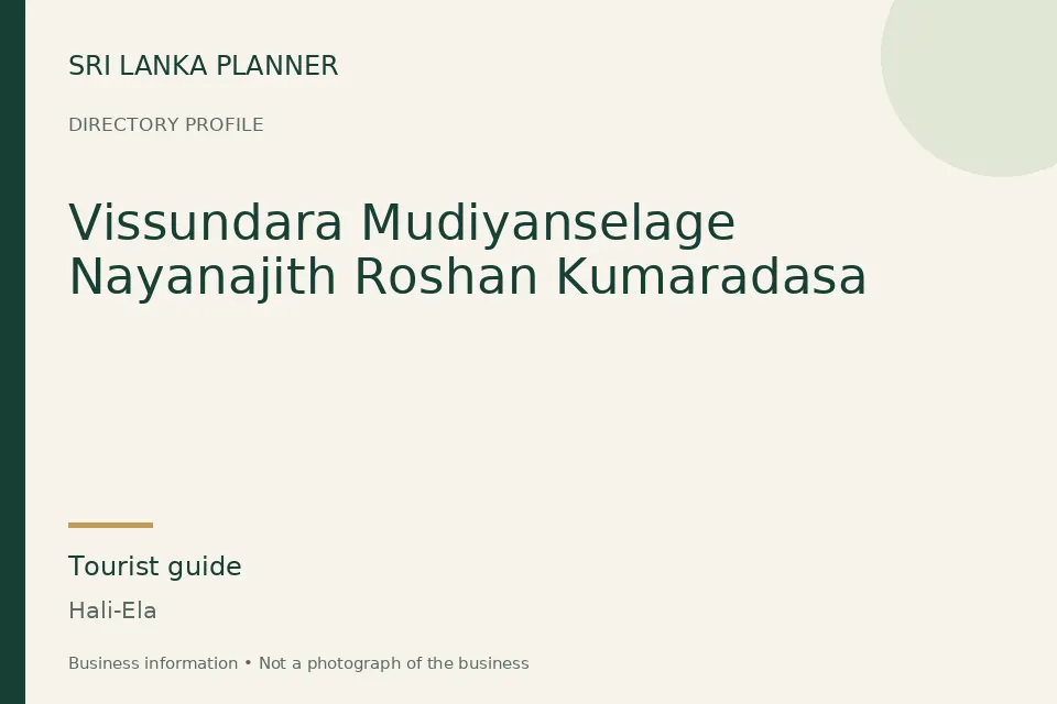 Directory cover for Vissundara Mudiyanselage Nayanajith Roshan Kumaradasa in Hali-Ela, Sri Lanka
