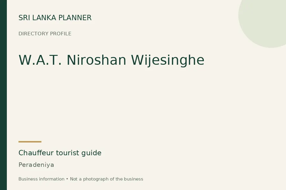 Directory cover for W.A.T. Niroshan Wijesinghe in Peradeniya, Sri Lanka