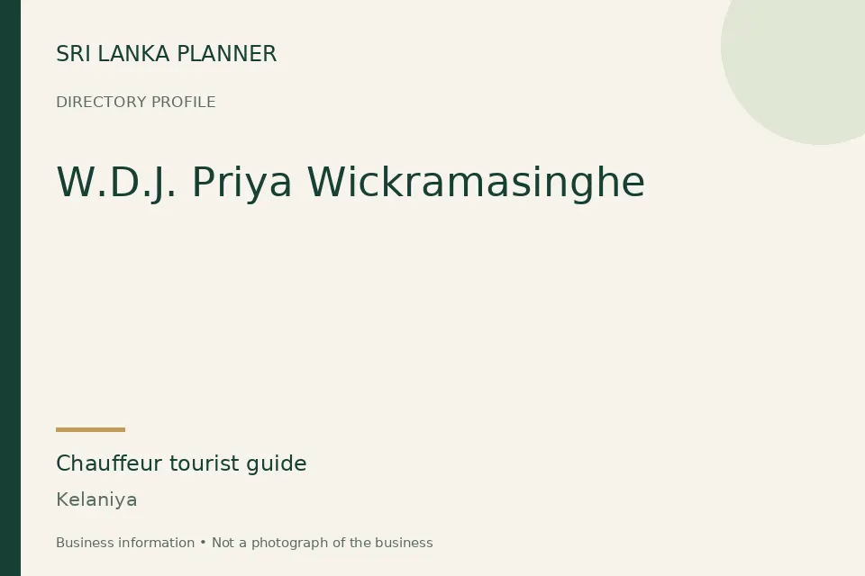 Directory cover for W.D.J. Priya Wickramasinghe in Kelaniya, Sri Lanka