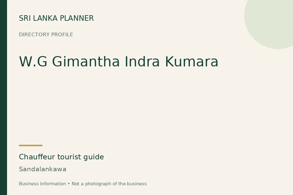Directory cover for W.G Gimantha Indra Kumara in Sandalankawa, Sri Lanka