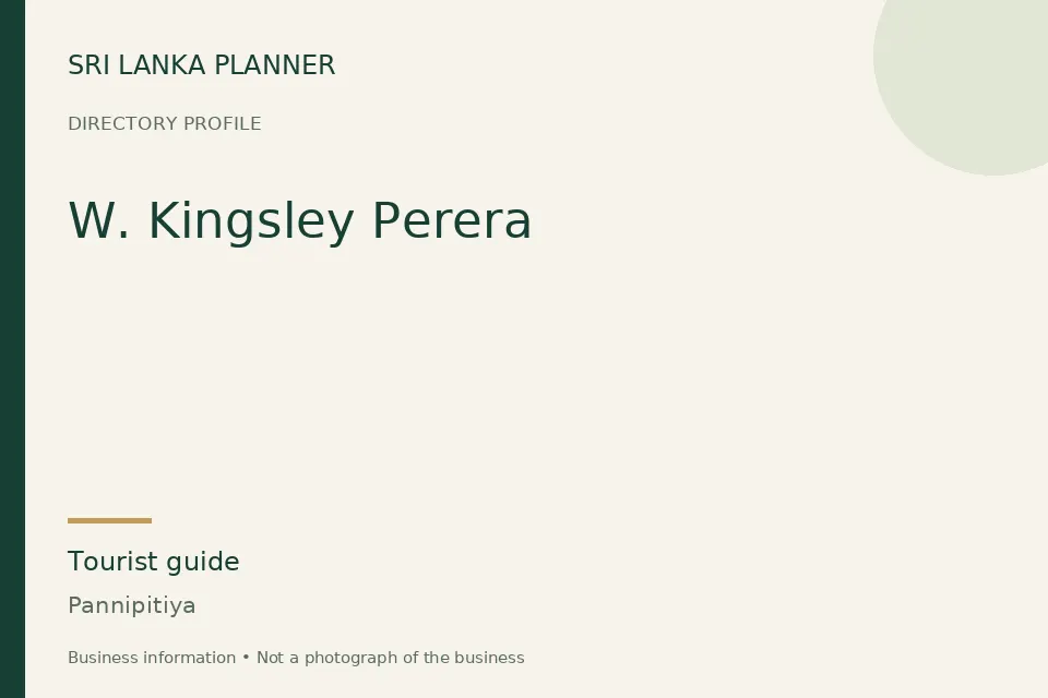 Directory cover for W. Kingsley Perera in Pannipitiya, Sri Lanka