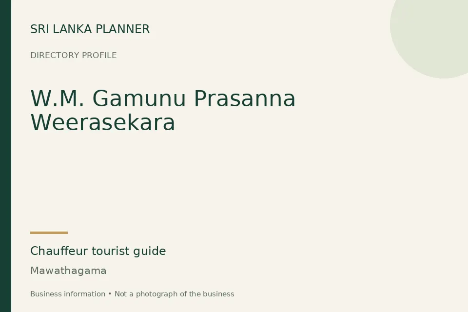 Directory cover for W.M. Gamunu Prasanna Weerasekara in Mawathagama, Sri Lanka