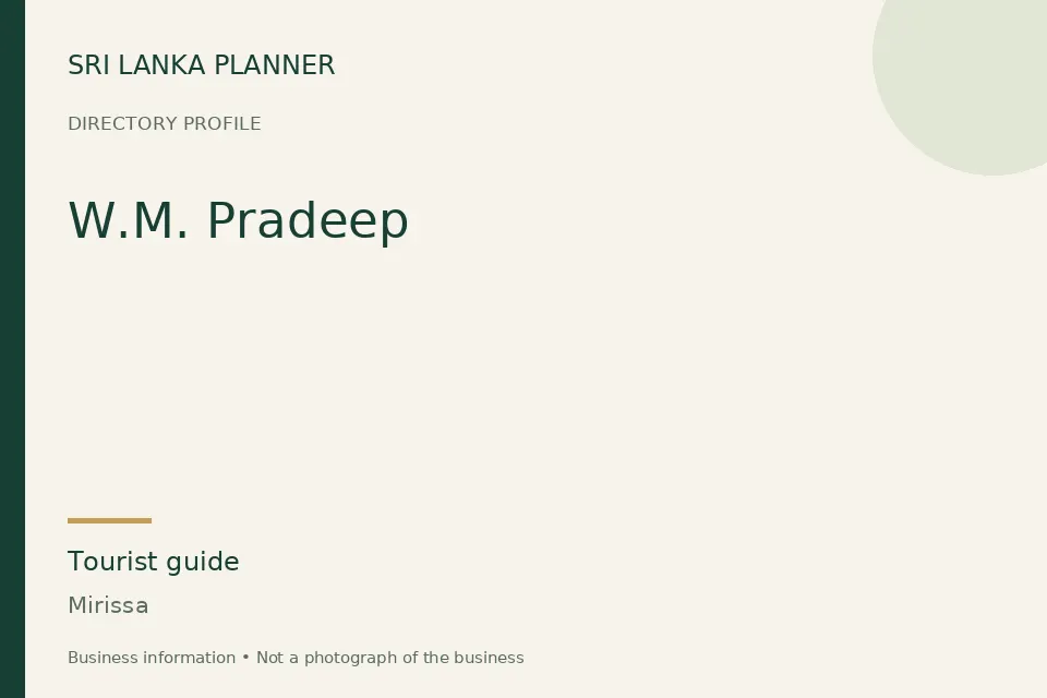 Directory cover for W.M. Pradeep in Mirissa, Sri Lanka