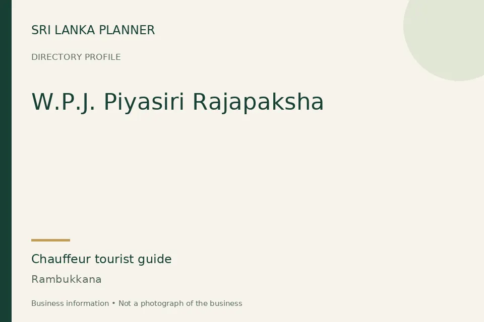 Directory cover for W.P.J. Piyasiri Rajapaksha in Rambukkana, Sri Lanka