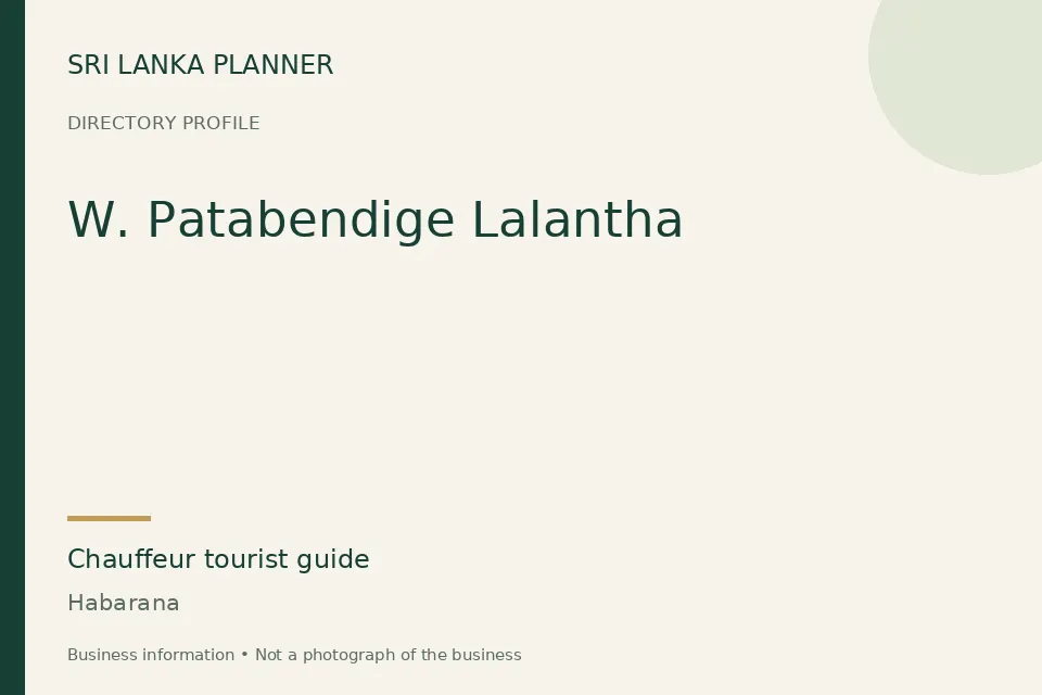 Directory cover for W. Patabendige Lalantha in Habarana, Sri Lanka