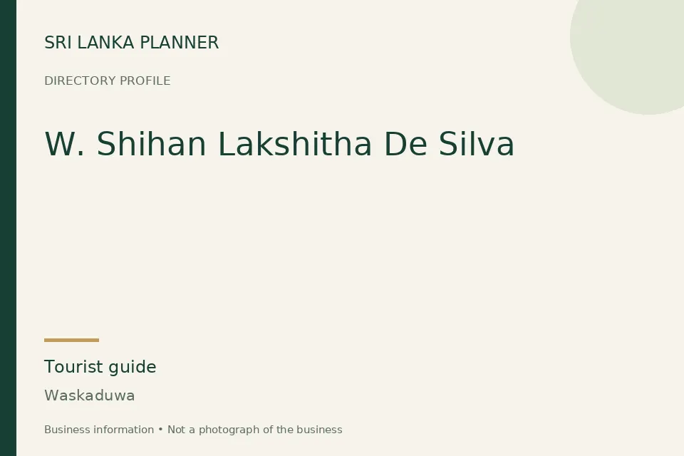 Directory cover for W. Shihan Lakshitha De Silva in Waskaduwa, Sri Lanka