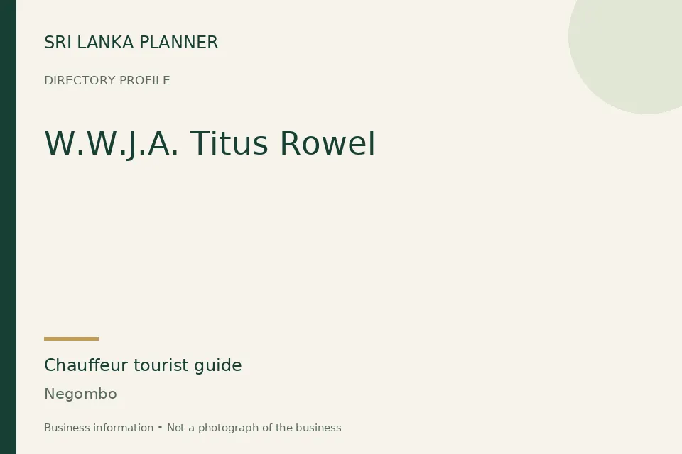 Directory cover for W.W.J.A. Titus Rowel in Negombo, Sri Lanka