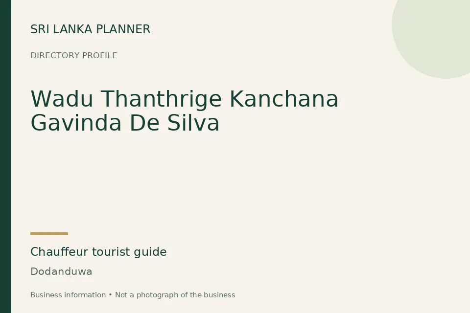 Directory cover for Wadu Thanthrige Kanchana Gavinda De Silva in Dodanduwa, Sri Lanka