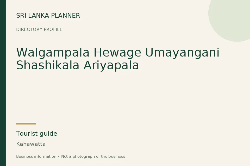 Directory cover for Walgampala Hewage Umayangani Shashikala Ariyapala in Kahawatta, Sri Lanka