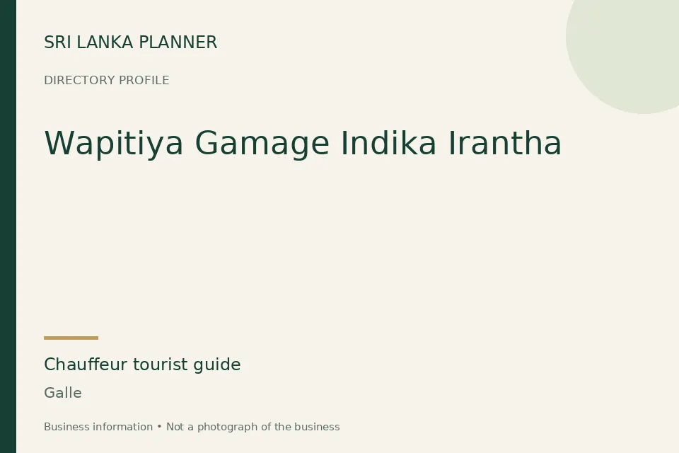 Directory cover for Wapitiya Gamage Indika Irantha in Galle, Sri Lanka