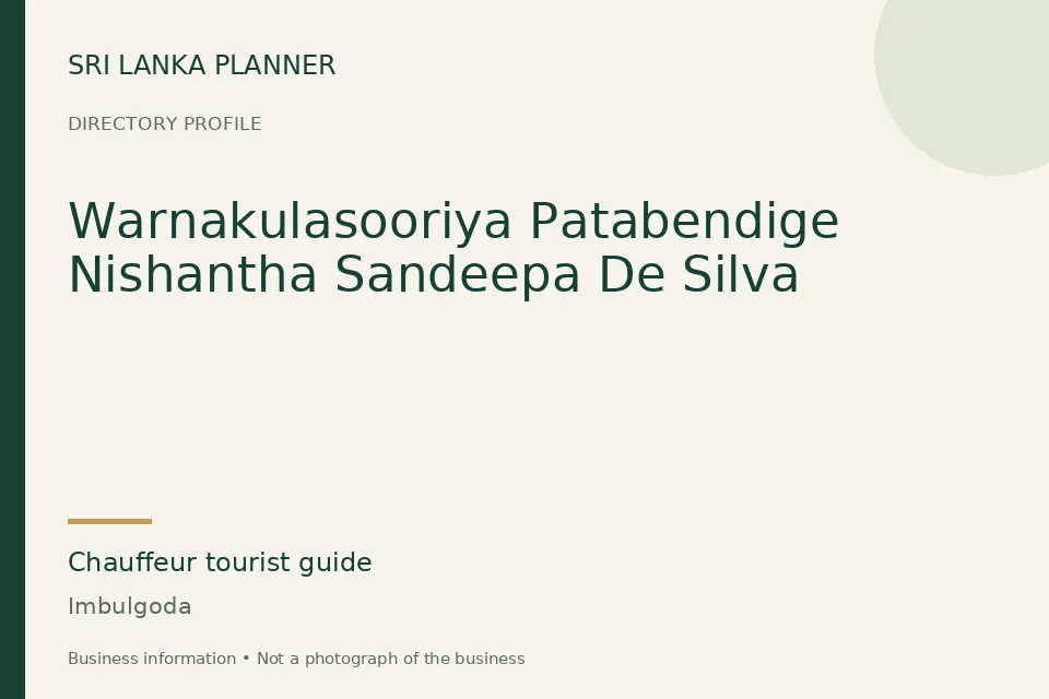 Directory cover for Warnakulasooriya Patabendige Nishantha Sandeepa De Silva in Imbulgoda, Sri Lanka