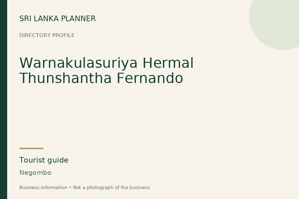 Directory cover for Warnakulasuriya Hermal Thunshantha Fernando in Negombo, Sri Lanka