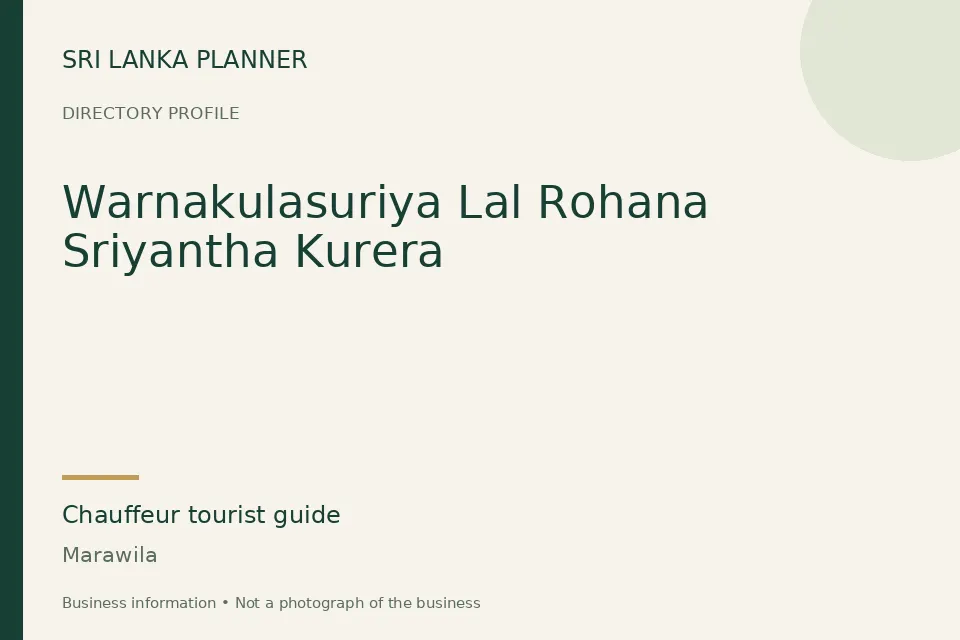 Directory cover for Warnakulasuriya Lal Rohana Sriyantha Kurera in Marawila, Sri Lanka