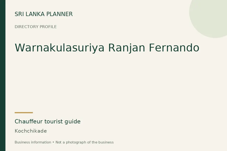 Directory cover for Warnakulasuriya Ranjan Fernando in Kochchikade, Sri Lanka