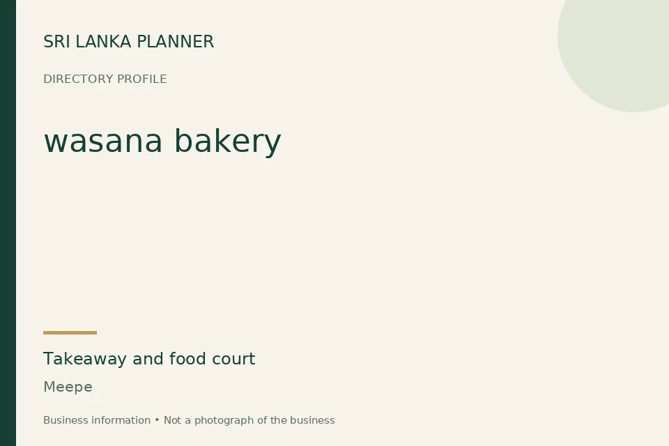 Directory cover for wasana bakery in Meepe, Sri Lanka