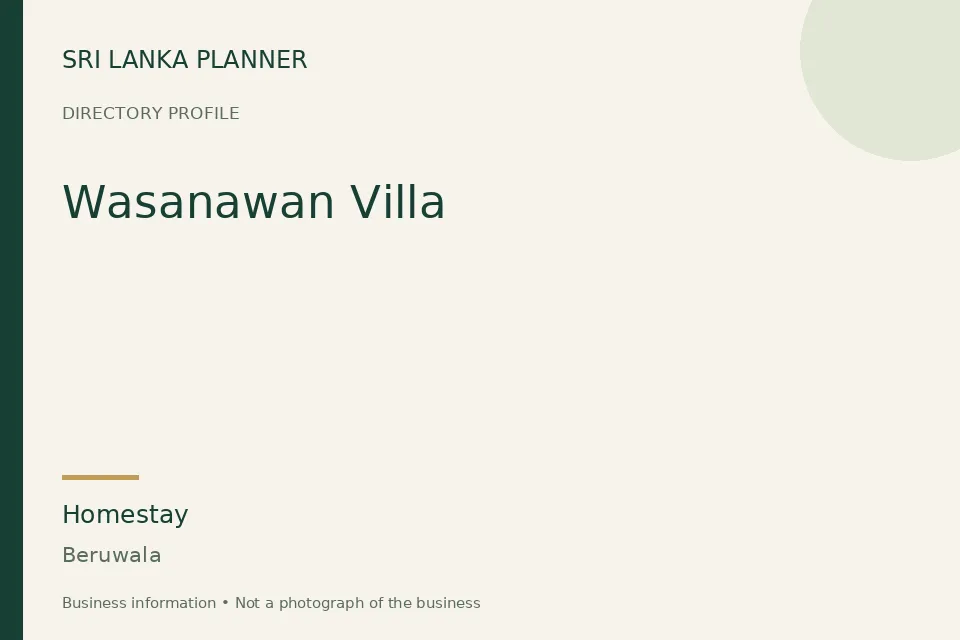 Directory cover for Wasanawan Villa in Beruwala, Sri Lanka