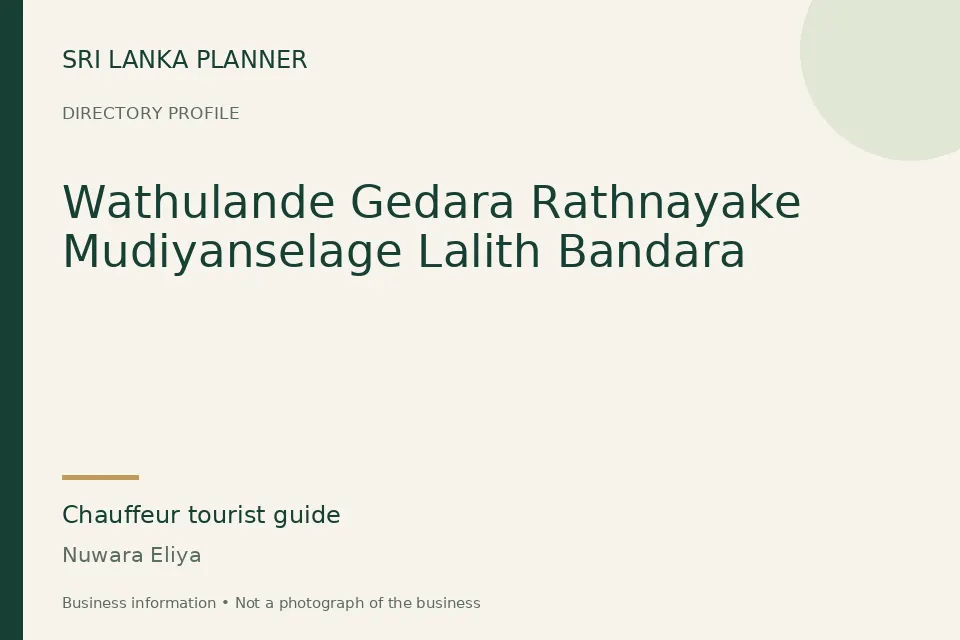 Directory cover for Wathulande Gedara Rathnayake Mudiyanselage Lalith Bandara in Nuwara Eliya, Sri Lanka