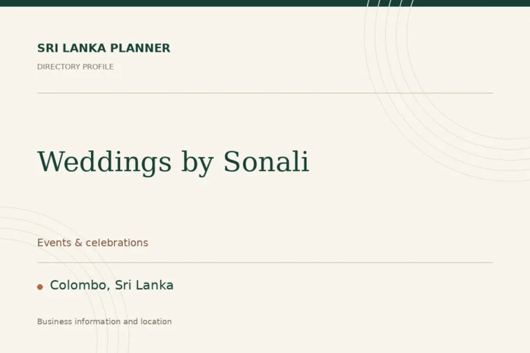 Directory cover for Weddings by Sonali in Colombo, Sri Lanka, showing the business name and category.