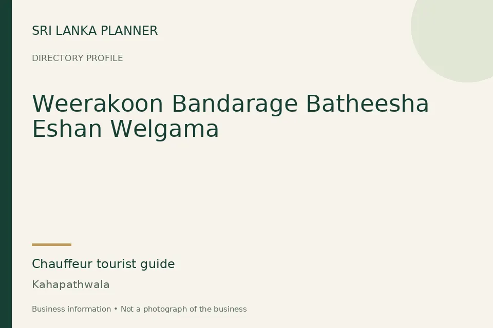 Directory cover for Weerakoon Bandarage Batheesha Eshan Welgama in Kahapathwala, Sri Lanka