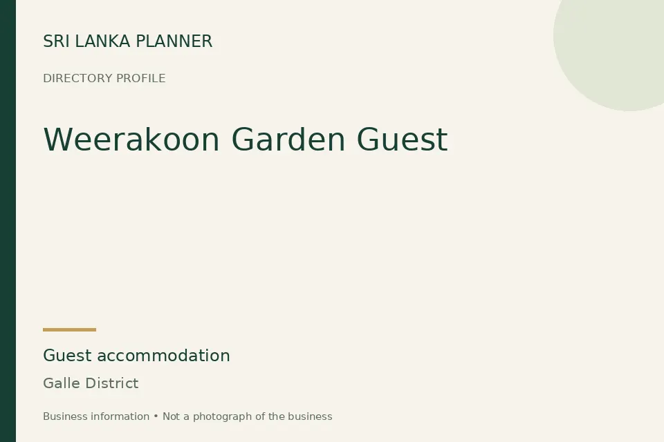 Directory cover for Weerakoon Garden Guest in Galle District, Sri Lanka