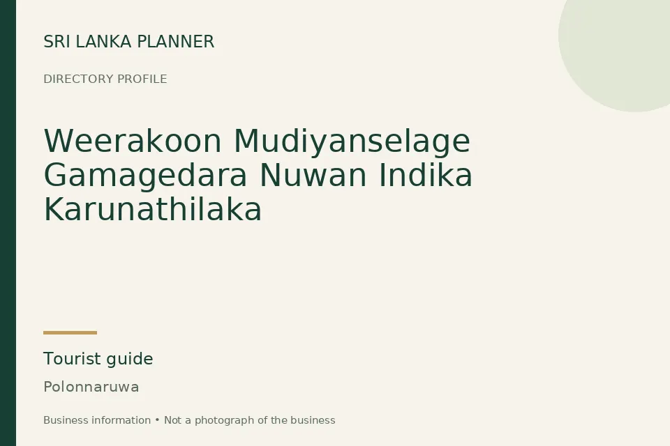 Directory cover for Weerakoon Mudiyanselage Gamagedara Nuwan Indika Karunathilaka in Polonnaruwa, Sri Lanka