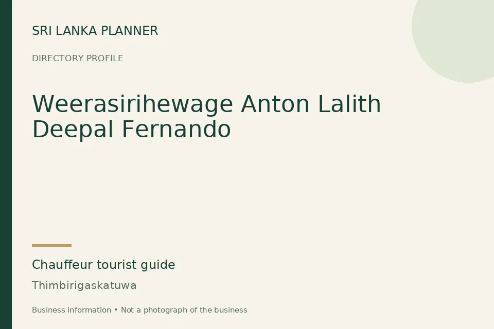 Directory cover for Weerasirihewage Anton Lalith Deepal Fernando in Thimbirigaskatuwa, Sri Lanka