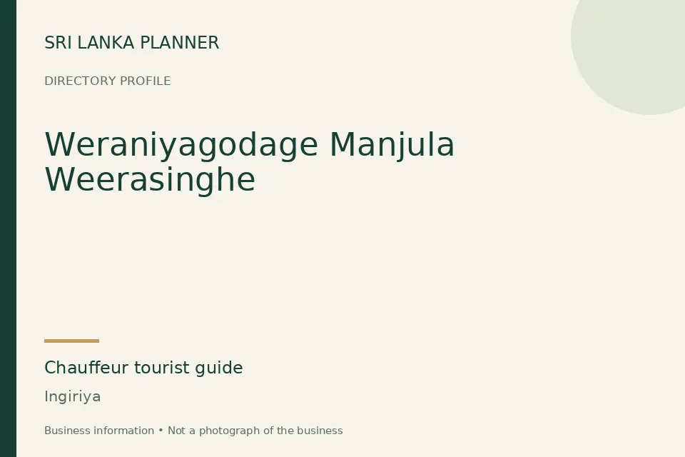 Directory cover for Weraniyagodage Manjula Weerasinghe in Ingiriya, Sri Lanka