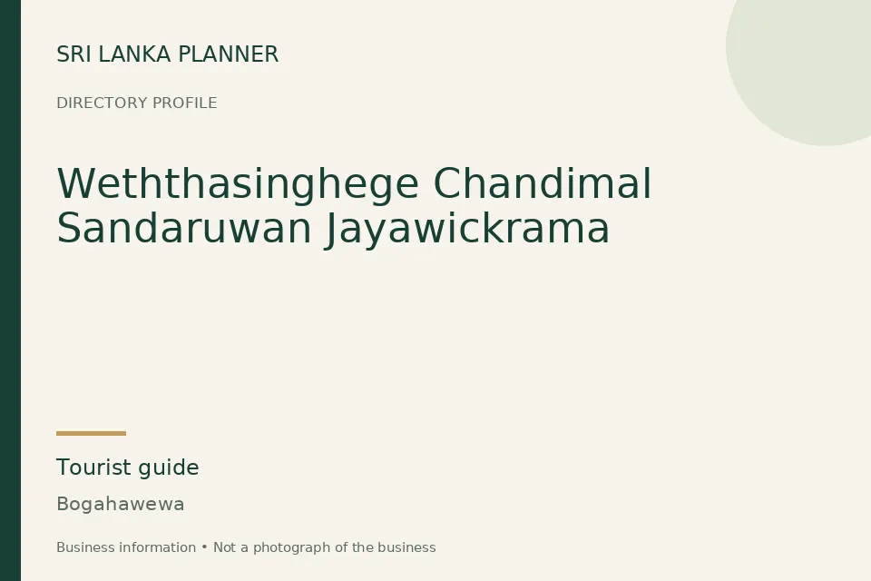 Directory cover for Weththasinghege Chandimal Sandaruwan Jayawickrama in Bogahawewa, Sri Lanka