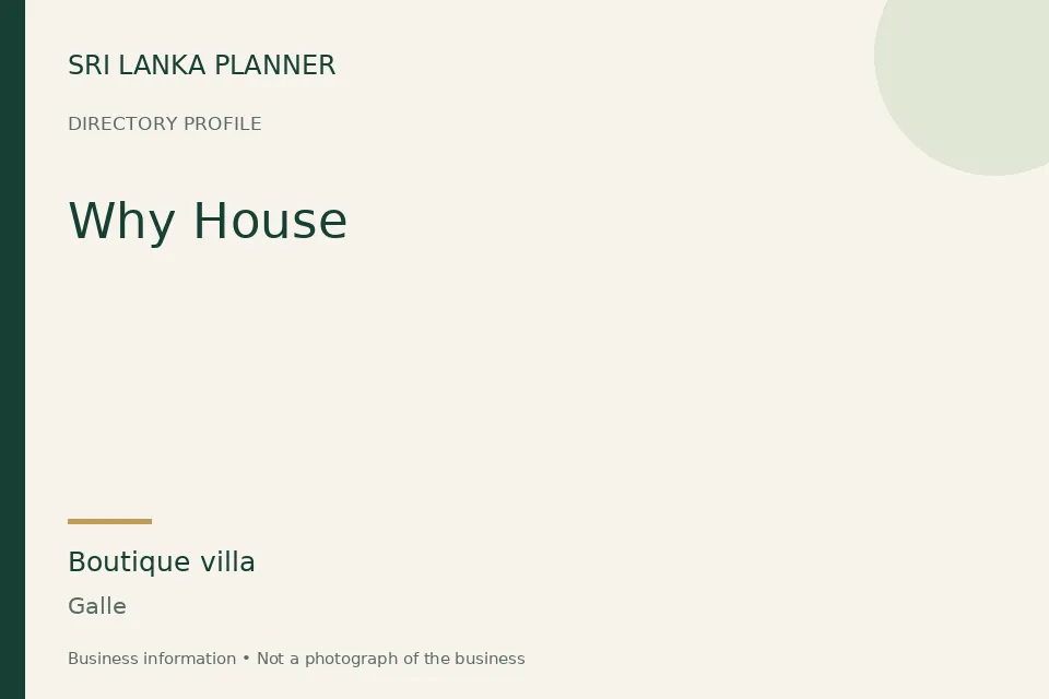 Directory cover for Why House in Galle, Sri Lanka