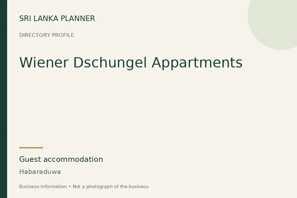 Directory cover for Wiener Dschungel Appartments in Habaraduwa, Sri Lanka